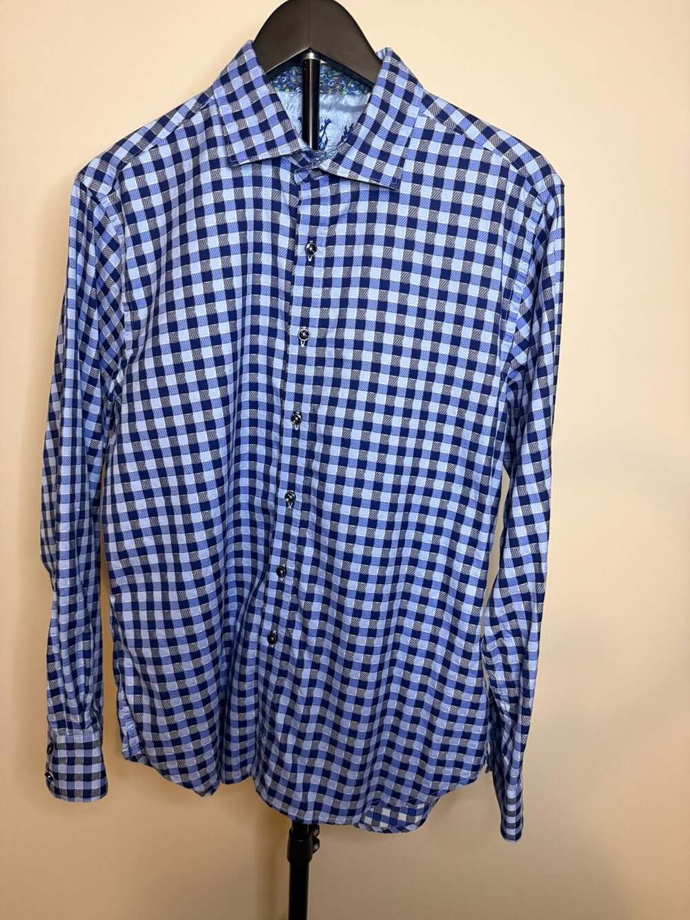 Robert Graham Men's Classic Fit Gingham Plaid Long Sleeve Button-Down Shirt-M